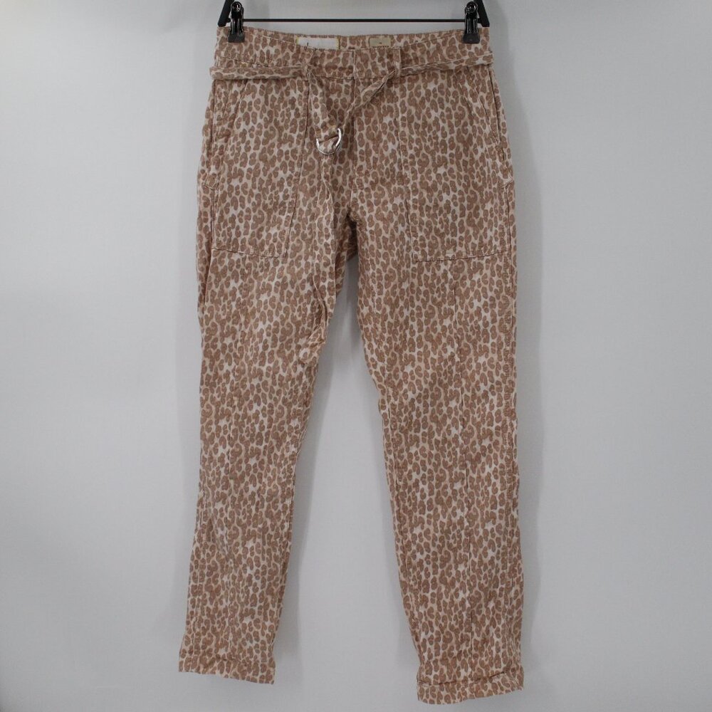 ANTHROPOLOGIE Pants Womens 27 The Wanderer‎ Utility Casual Leopard Print belted